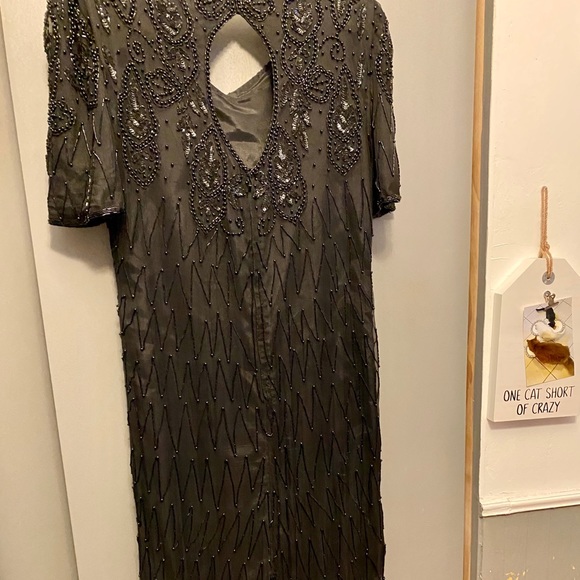 Beautiful black beaded long gown size large - Picture 5 of 6